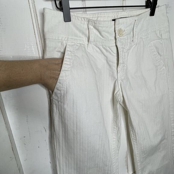 Billy Blues White Wide Leg Low Rise Bootcut Flare Jeans Pinstripe Flower Size 4 - Picture 5 of 6